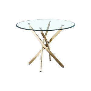 39" Contemporary Round Glass Top Dining Table with Chrome Legs
