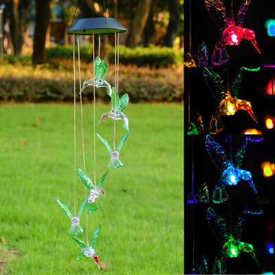 Solar LED Hummingbird  Wind Chimes