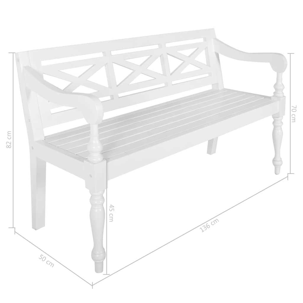 53.5" Solid Mahogany Wood Bench in White