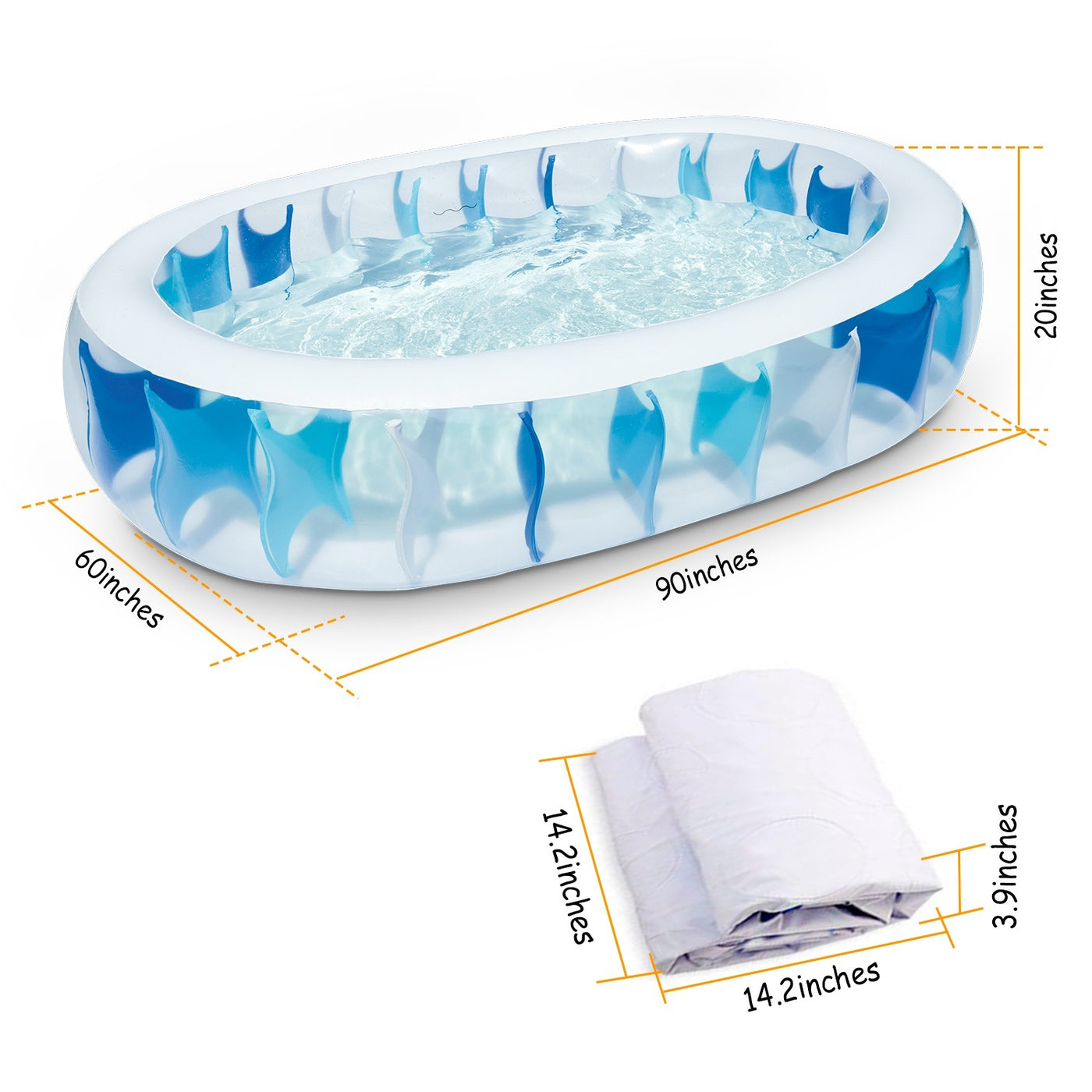 90" L ×60" W ×20"D Inflatable Swimming Pool 