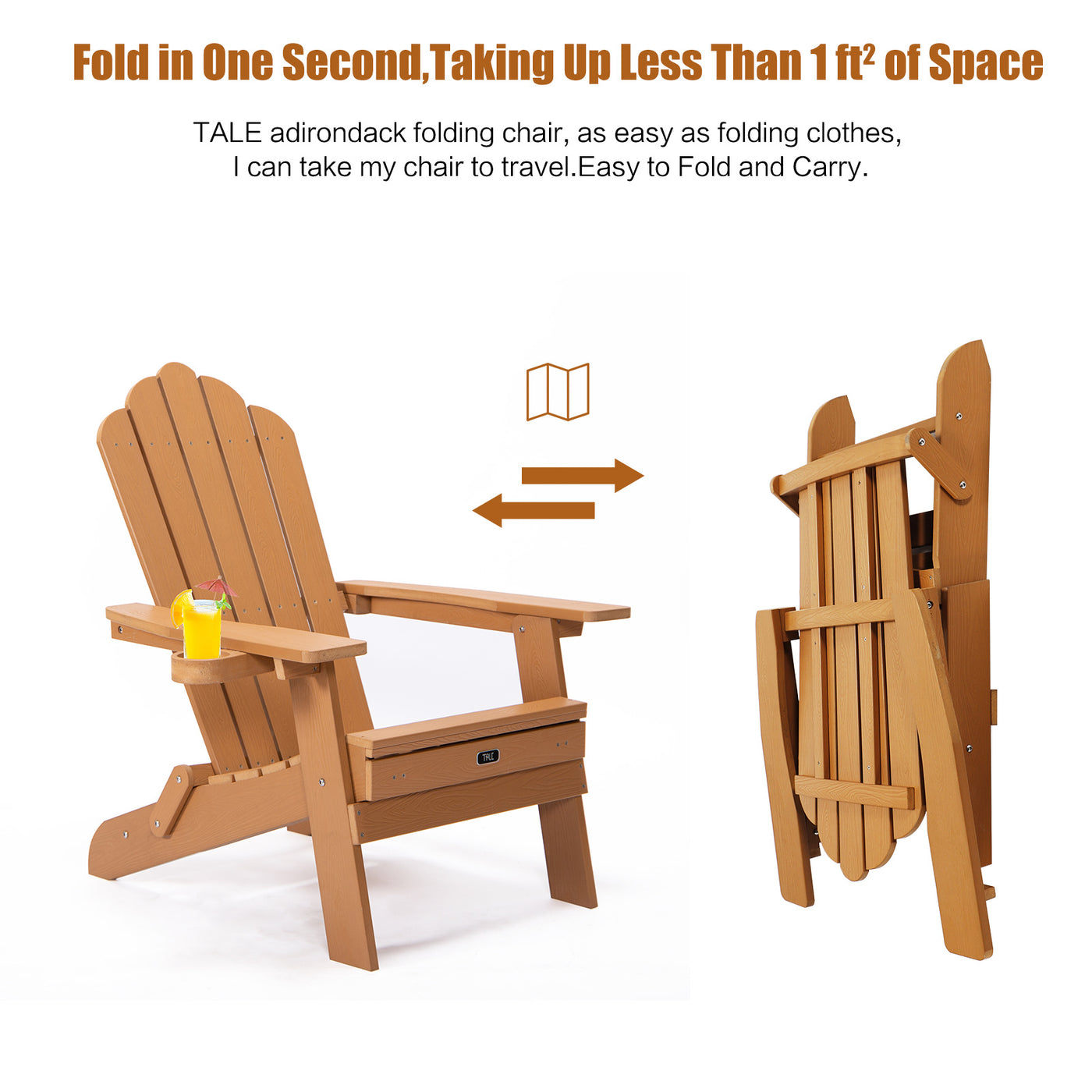 Adirondack Chair with Cup Holder and Pullout Ottoman