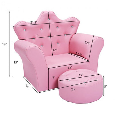 Children Upholstered Princess Chair with Ottoman