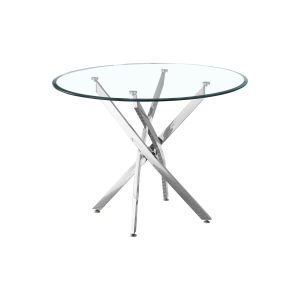 39" Contemporary Round Glass Top Dining Table with Chrome Legs