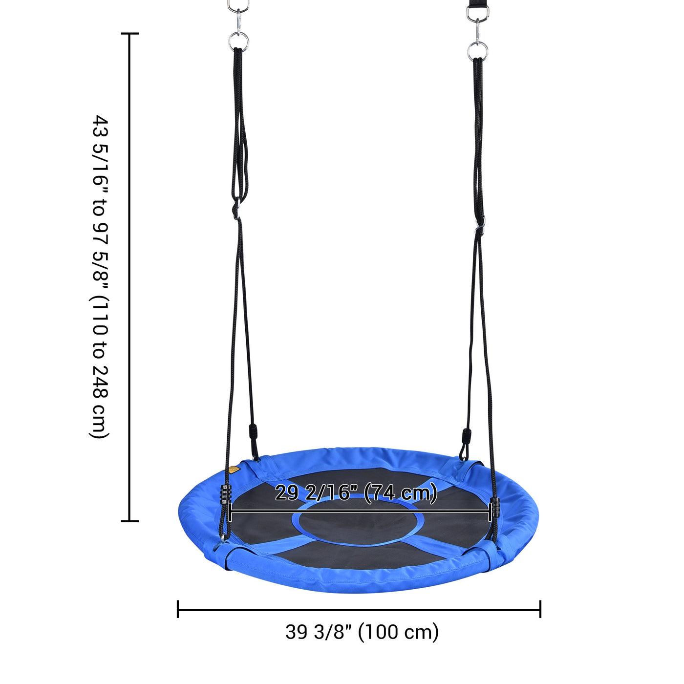 40" Blue Flying Saucer Outdoor Swing for Kids