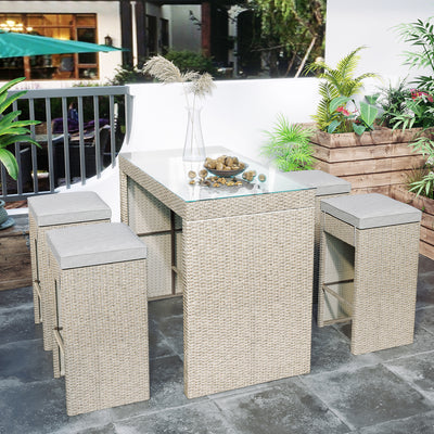 5-piece Rattan Outdoor Dining Table Set