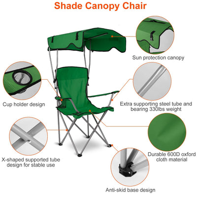 Portable Foldable Beach Chair with Canopy