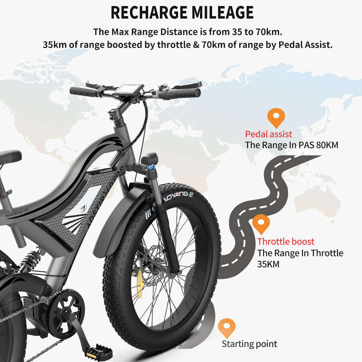 26" 750W Electric Bike With 15AH Removable Lithium Battery