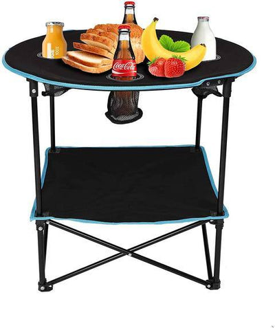 Folding Camping Table with 4 Cup Holders and Carry Bag
