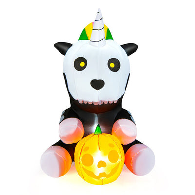 5' Feet Halloween Inflatable Unicorn Skeleton with Pumpkin Lantern