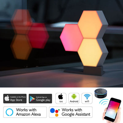 LED Smart Light Kit with 3 Hexagon LED Lights