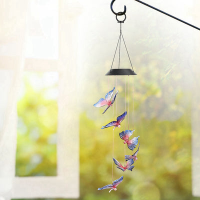 Solar LED Butterfly  Color Changing Wind Chimes