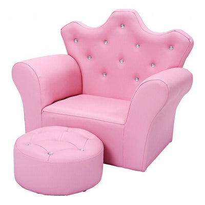 Children Upholstered Princess Chair with Ottoman