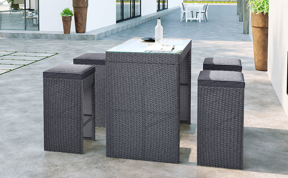 5-piece Rattan Outdoor Dining Table Set
