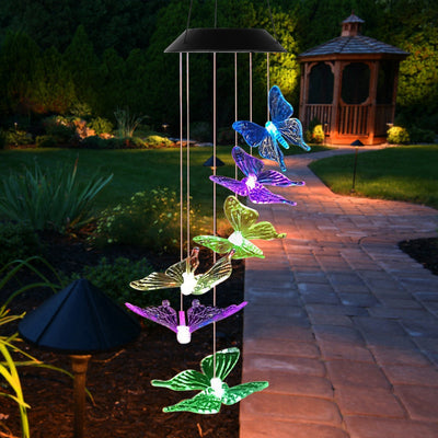 Solar LED Butterfly  Color Changing Wind Chimes